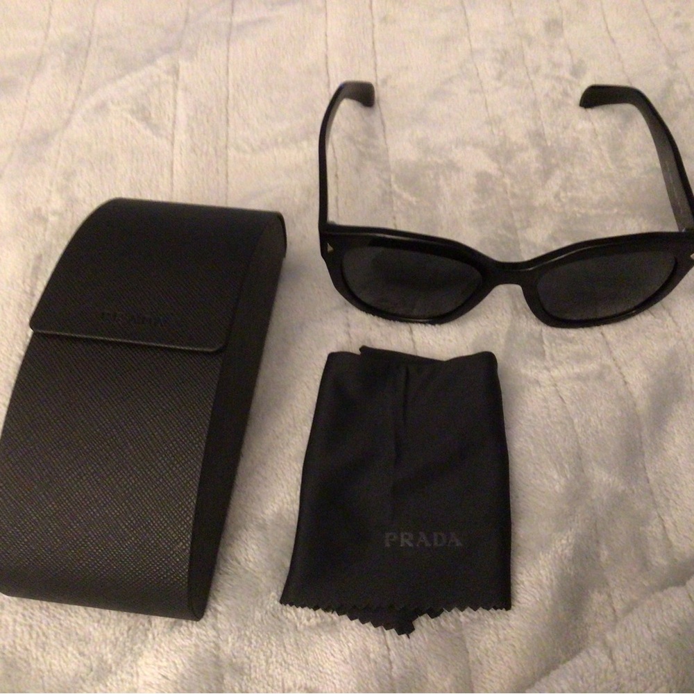 Prada Black Cat-Eye Sunglasses with Dark Lenses - Picture 4 of 5